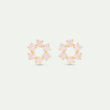 Diamantine Sleeper Earrings with 6 Light Pink Stones