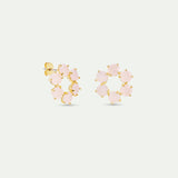 Diamantine Sleeper Earrings with 6 Light Pink Stones