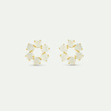 Diamantine Sleeper Earrings with 6 Sea Green Stones