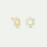 Diamantine Sleeper Earrings with 6 Sea Green Stones