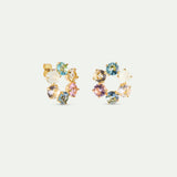 Diamantine Sleeper Earrings with 6 Acqua Azzura Stones