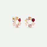 Diamantine Sleeper Earrings with 6 Rosa Centifolia Stones