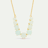 Fine Diamantine Necklace with 9 Sea Green Stones
