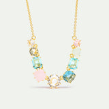 Fine Diamantine Necklace with 9 Acqua Azzura Stones
