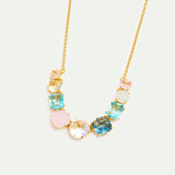 Fine Diamantine Necklace with 9 Acqua Azzura Stones