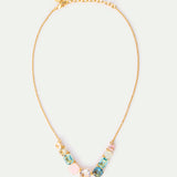 Fine Diamantine Necklace with 9 Acqua Azzura Stones