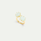 Diamantine Adjustable Ring with 2 Sea Green Stones