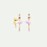 Pink Ballerina and Crystal Post Earrings