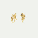 Golden Seahorse and White Pearl Clip On Earrings