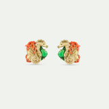 Golden Seahorse and Green Stone Clip On Earrings