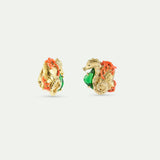 Golden Seahorse and Green Stone Clip On Earrings