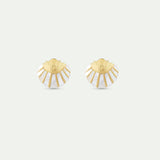 White and Gold Shell Clip On Earrings