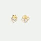 White and Gold Shell Clip On Earrings