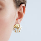 White and Gold Shell Post Earrings