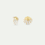 White and Gold Shell Post Earrings