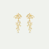 Golden Coral and White Fish Dangle Post Earrings