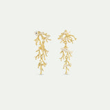 Golden Coral and White Fish Dangle Post Earrings