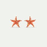 Orange Starfish and Multicoloured Crystal Post Earrings