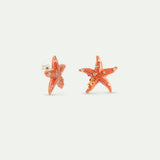 Orange Starfish and Multicoloured Crystal Post Earrings