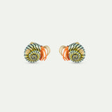 Green and Orange Hermit Crab Clip On Earrings