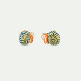 Green and Orange Hermit Crab Post Earrings