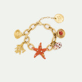 Golden Starfish Bracelet with Shell Pendants