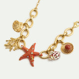 Golden Starfish Bracelet with Shell Pendants