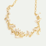 Golden Coral and White Fish Statement Necklace