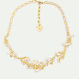 Golden Coral and White Fish Statement Necklace