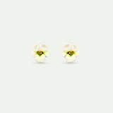 White Pansy and Cut Crystal Clip Earrings