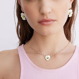 White Pansy and Cut Crystal Sleeper Earrings