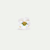 White Pansy and Cut Crystal Cocktail Ring