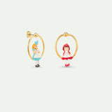 Alice and Little Red Riding Hood Asymmetrical Post Earrings