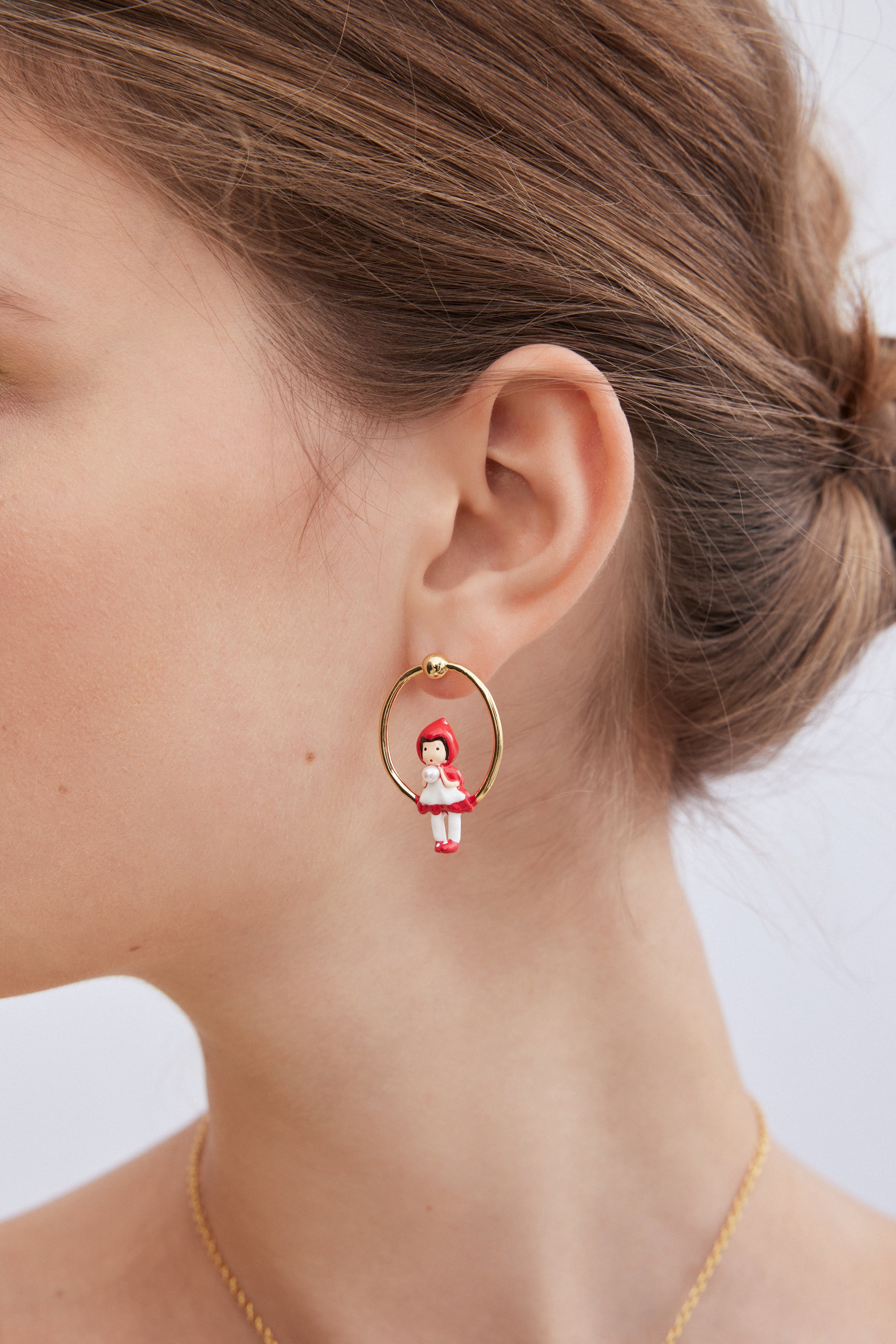 Alice and Little Red Riding Hood Asymmetrical Post Earrings