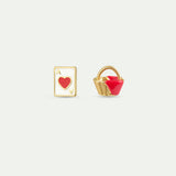 Asymmetrical Heart Card and Golden Basket Post Earrings