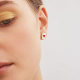 Asymmetrical Heart Card and Golden Basket Post Earrings