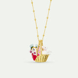 Necklace with Alice's Rabbit and Little Red Riding Hood's Basket
