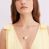 Necklace with Alice's Rabbit and Little Red Riding Hood's Basket