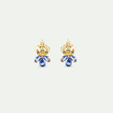 Golden Iris and Blue Stone Sleeper Earrings