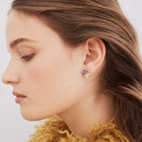 Golden Iris and Blue Post Earrings