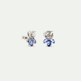 Silver Iris and Blue Stone Post Earrings