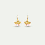 Golden Cherry Blossom and Pink Stone Sleeper Earrings