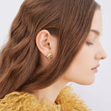 Golden Cherry Blossom and Pink Stone Post Earrings