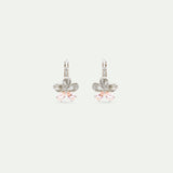 Silver Cherry Blossom and Pink Stone Sleeper Earrings