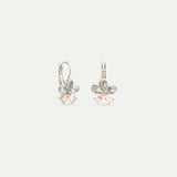 Silver Cherry Blossom and Pink Stone Sleeper Earrings