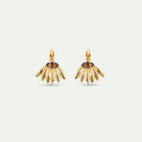 Golden Sunflower and Purple Stone Sleeper Earrings