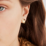 Golden Sunflower and Purple Stone Post Earrings