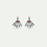 Silver Sunflower and Purple Stone Sleeper Earrings