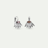 Silver Sunflower and Purple Stone Sleeper Earrings
