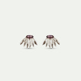 Silver Sunflower and Purple Stone Post Earrings